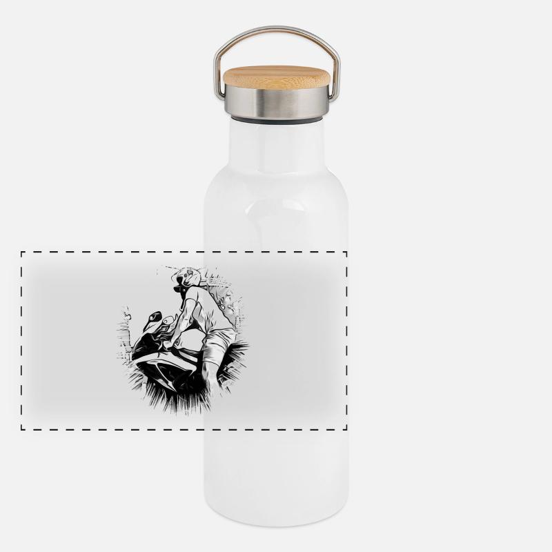 Moto Gourde isotherme avec bouchon en bambou