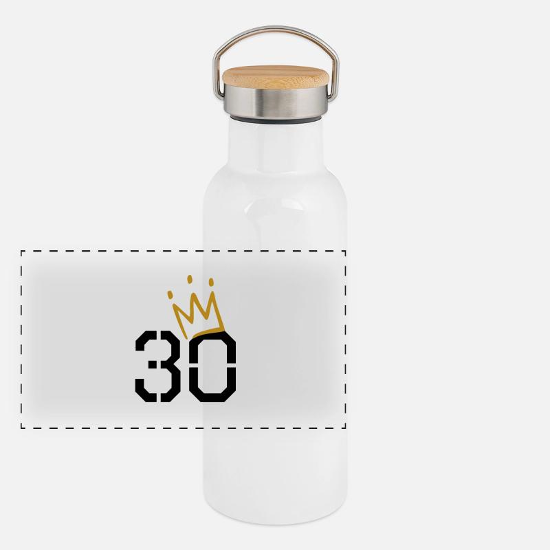 30 Jahre alt - 30 Krone - 30 Geburtstag Panorama Thermosflasche mit Bambusdeckel