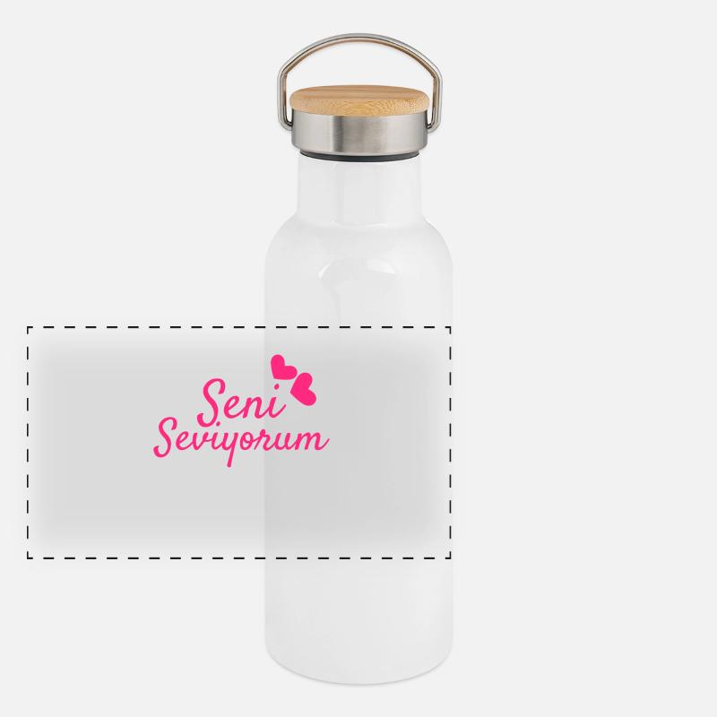 Seni Seviyorum turc Gourde isotherme avec bouchon en bambou