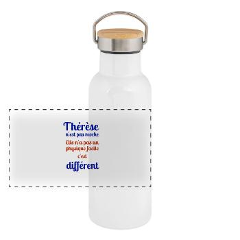 Thérèse - Gourde isotherme avec bouchon en bambou - blanc - Devant