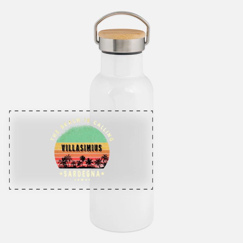 Villasimius Sardinia Italy beach design Panoramic Thermal Bottle with Bamboo Lid