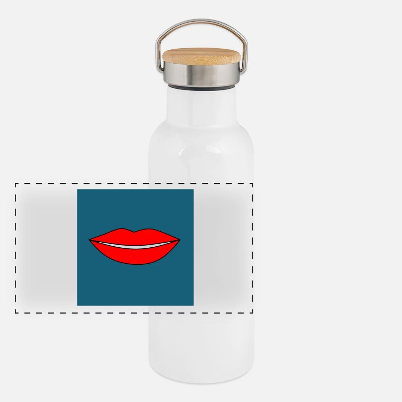Pop Art lèvres rouge à lèvres affiche cadeau coloré Gourde isotherme avec bouchon en bambou