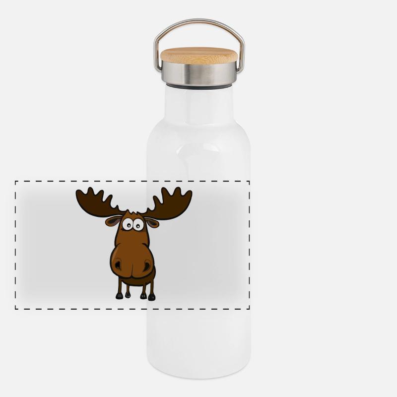 Funny Stupid Moose Panoramic Thermal Bottle with Bamboo Lid