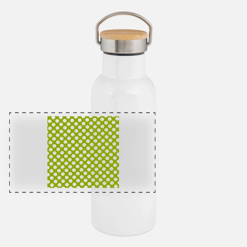 Polka point vert fond motif de points vert Gourde isotherme avec bouchon en bambou