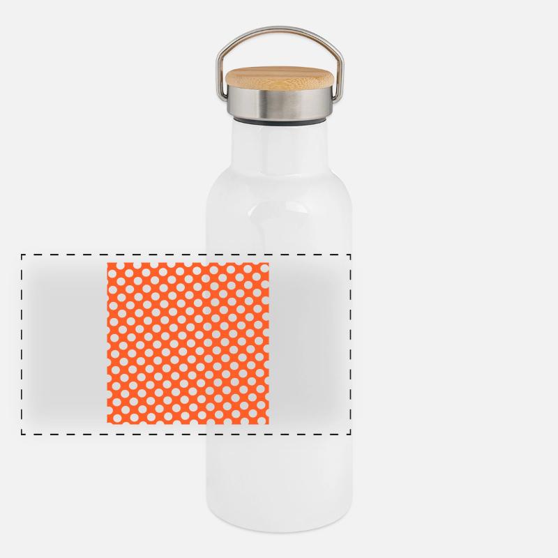 orangenes Polka dot Hintergrund Punktemuster Panorama Thermosflasche mit Bambusdeckel