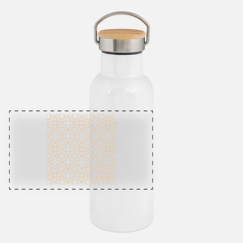 Golden Star Lattice Pattern Panoramic Thermal Bottle with Bamboo Lid