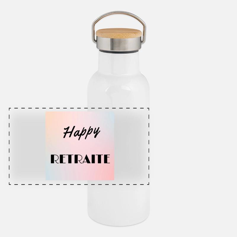 RETRAITE. BONNE RETRAITE. JOYEUSE RETRAITE Gourde isotherme avec bouchon en bambou