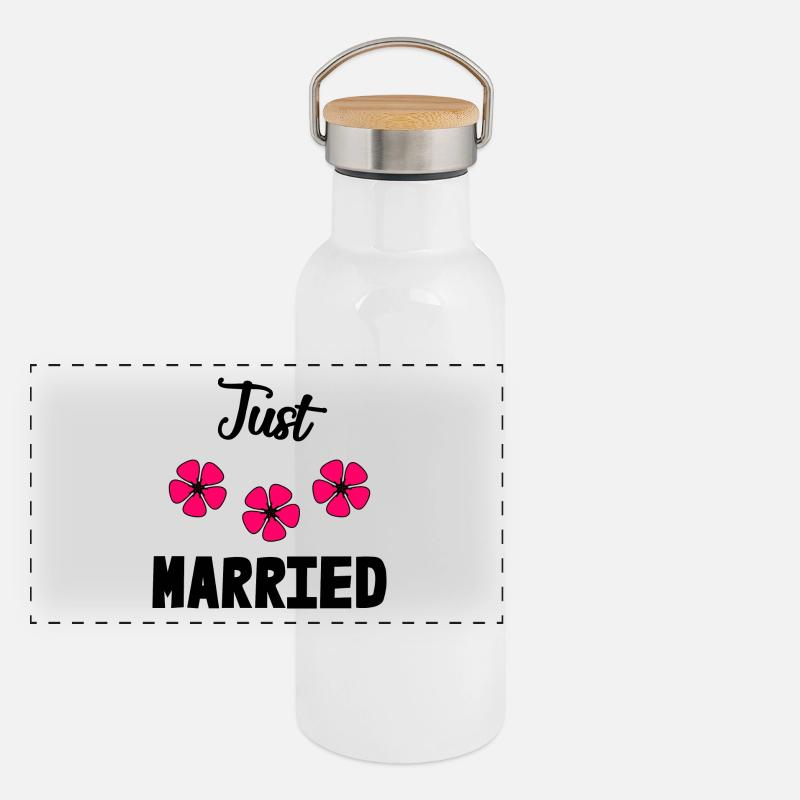 GERADE VERHEIRATET. Junggesellinnenabschied. ST. VALENTIN Panorama Thermosflasche mit Bambusdeckel