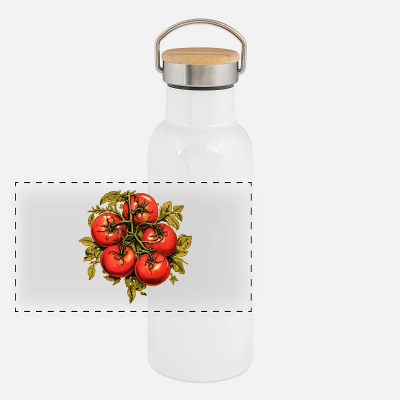 Tomaten Panorama Thermosflasche mit Bambusdeckel