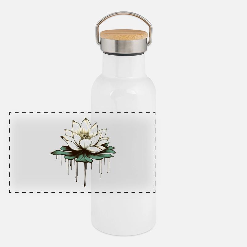 Fleur de lotus Gourde isotherme avec bouchon en bambou