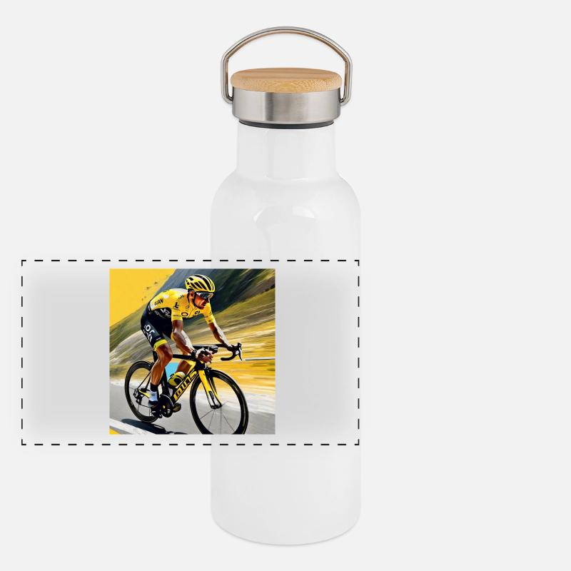 Vivid Velocity: Chasing Yellow Panoramic Thermal Bottle with Bamboo Lid