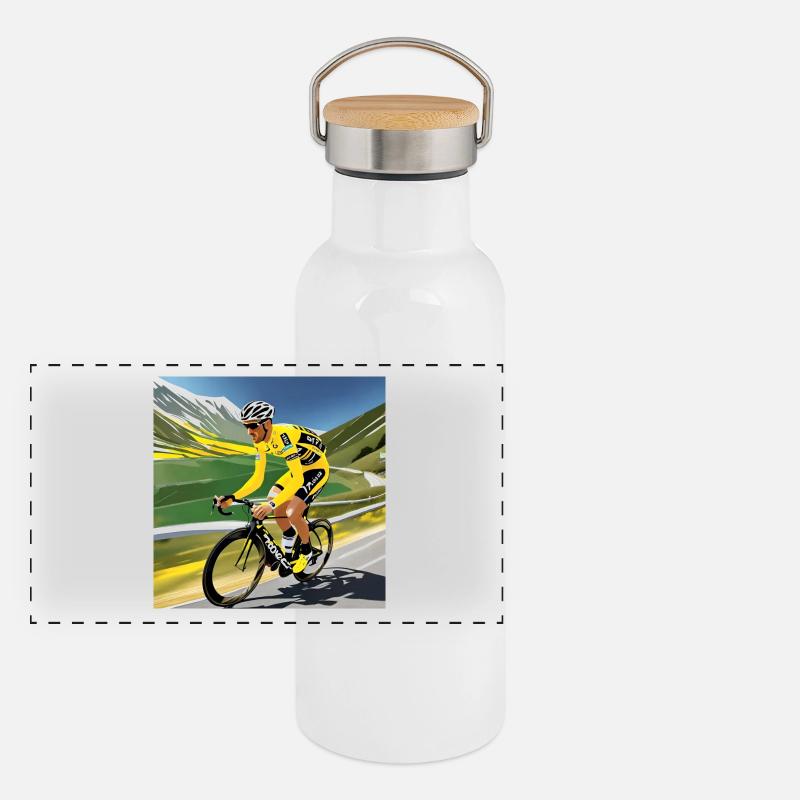 Retro-Radfahrer Panorama Thermosflasche mit Bambusdeckel