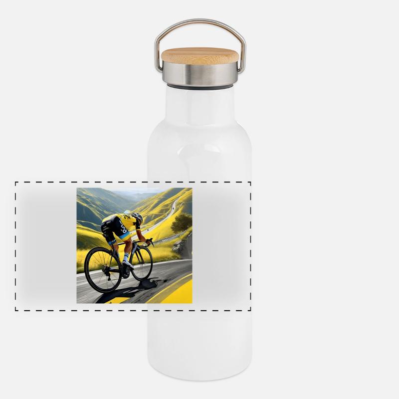 La montée d'or : courses de rêves en montagne Gourde isotherme avec bouchon en bambou