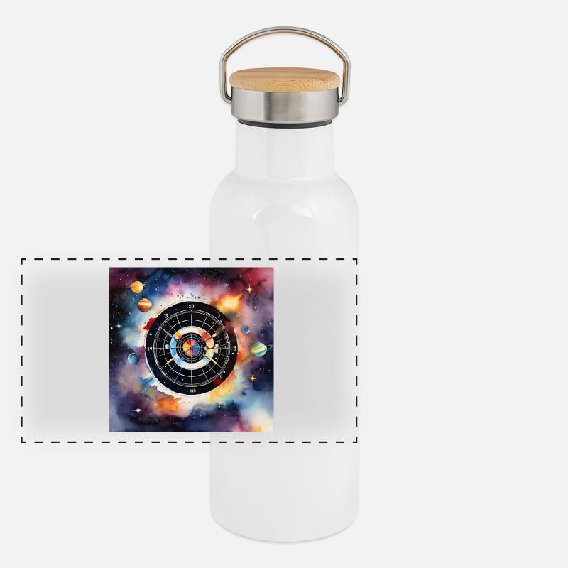 Cosmic Dart Carnival Panoramic Thermal Bottle with Bamboo Lid