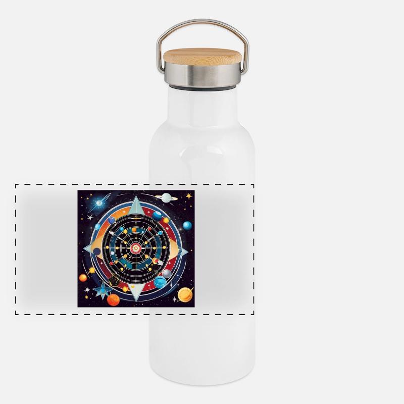 Infinity Bullseye - Panoramic Thermal Bottle with Bamboo Lid - white