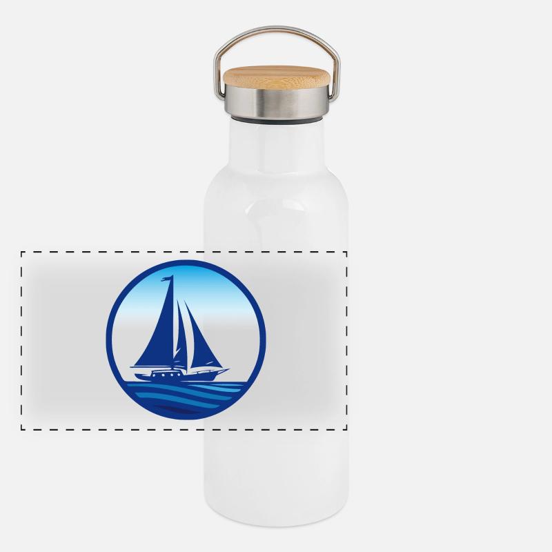 Boot Panorama Thermosflasche mit Bambusdeckel