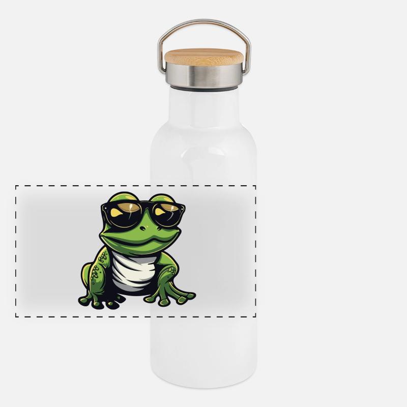 Frosch Tier Cool Panorama Thermosflasche mit Bambusdeckel