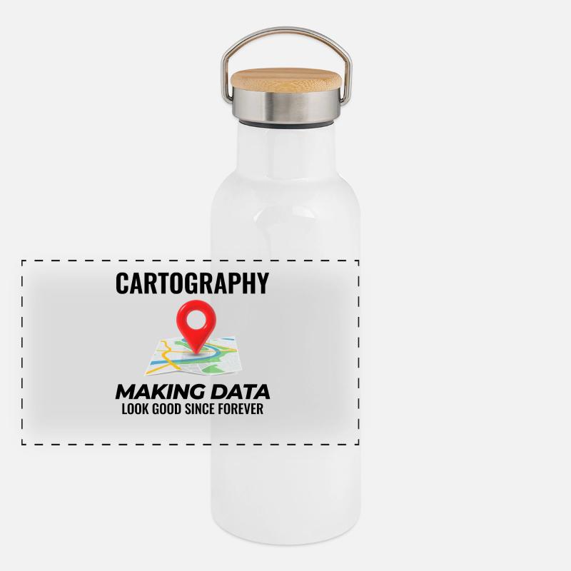 Cartography Data Look Good Map GIS Panoramic Thermal Bottle with Bamboo Lid