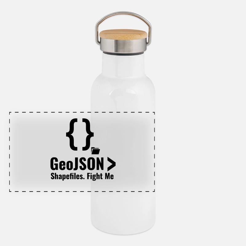 Debatte über GeoJSON-Shapefiles GIS-Datenformat Panorama Thermosflasche mit Bambusdeckel
