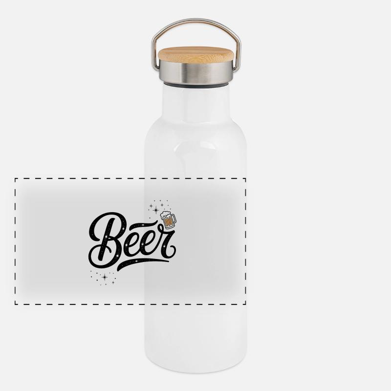 Beer - Cool Beer Logo Panorama Thermosflasche mit Bambusdeckel