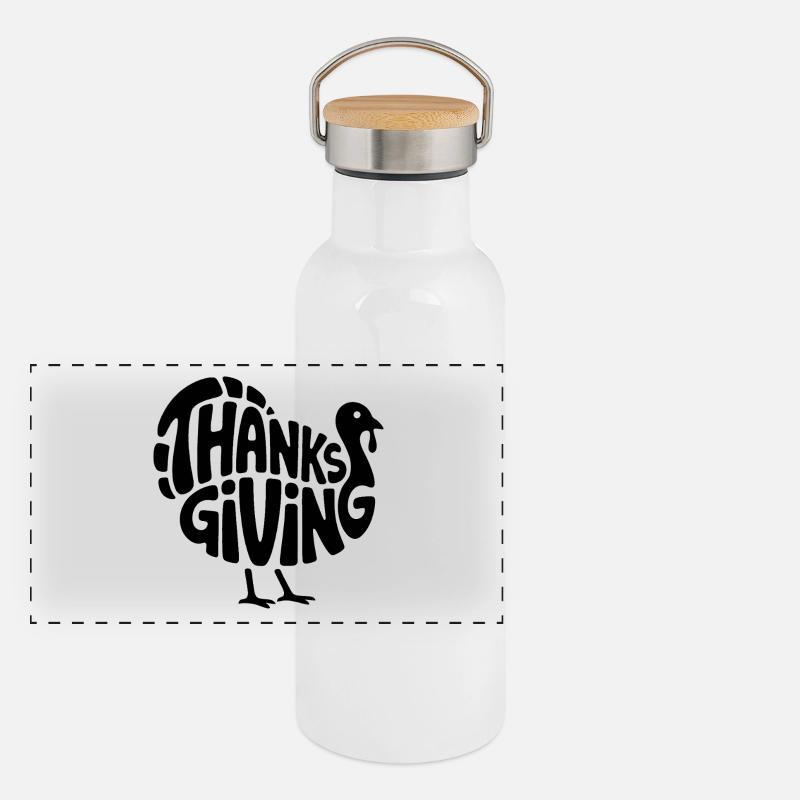 Dinde de Thanksgiving - Logo de bande dessinée vintage cool Gourde isotherme avec bouchon en bambou