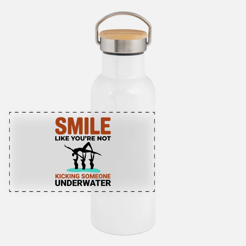 Synchronschwimmen Kicken Unterwasser Lächeln Panorama Thermosflasche mit Bambusdeckel