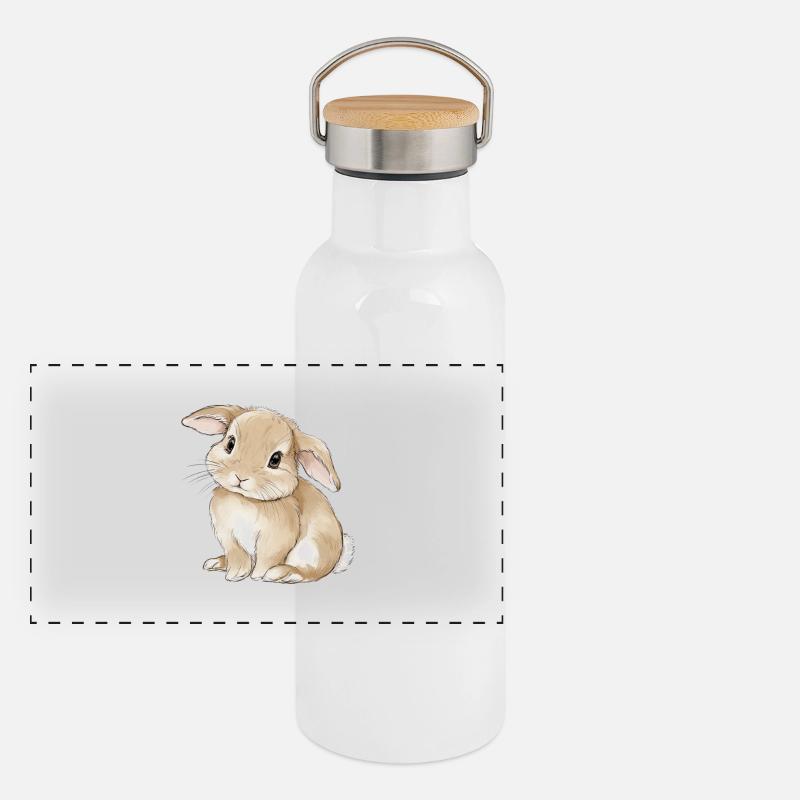 Cute Baby Bunny Rabbit Panoramic Thermal Bottle with Bamboo Lid