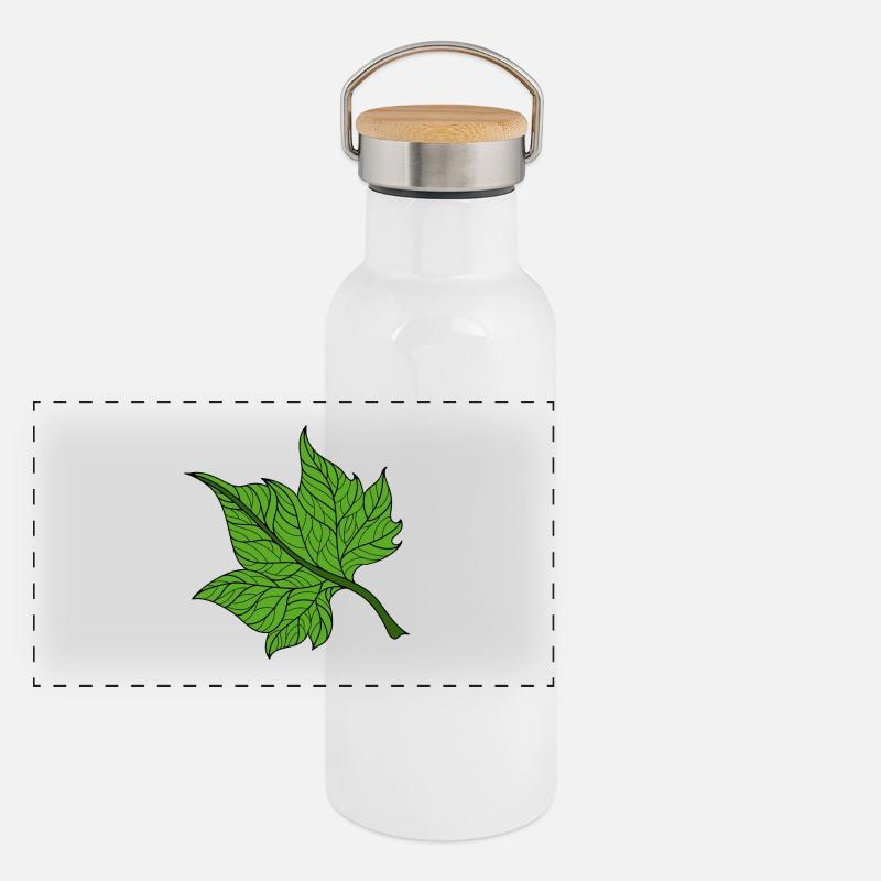 green leaf Panoramic Thermal Bottle with Bamboo Lid
