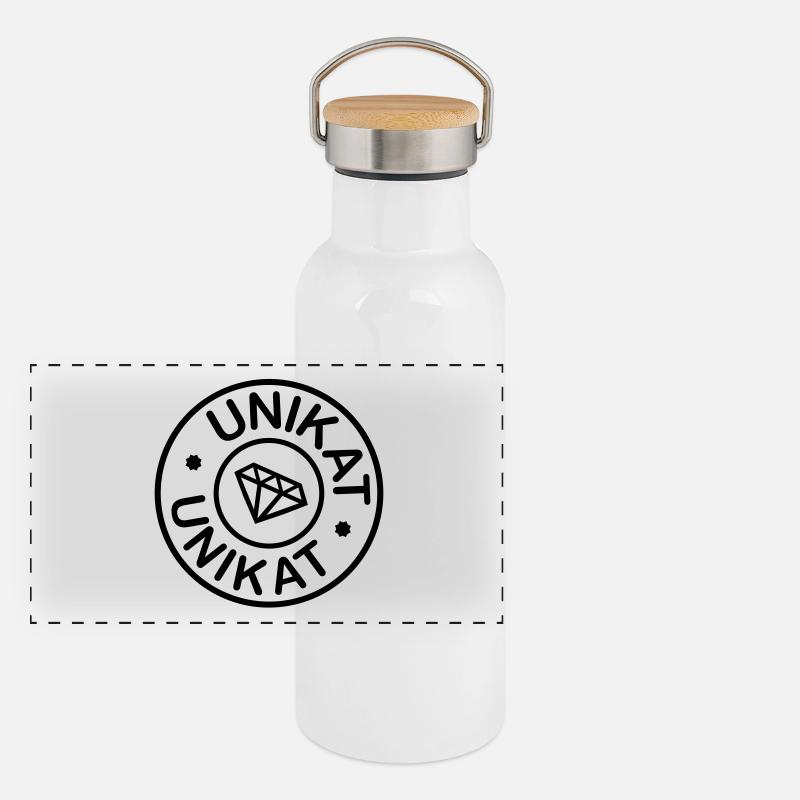 Unikat mit Diamant Panorama Thermosflasche mit Bambusdeckel