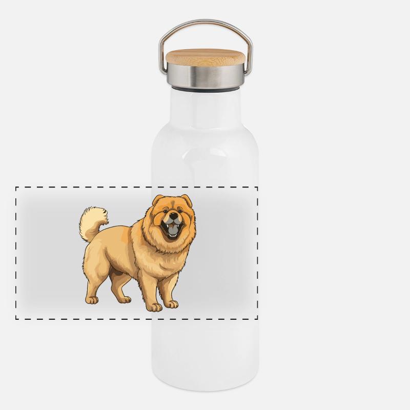 Chow Chow Hund Panorama Thermosflasche mit Bambusdeckel