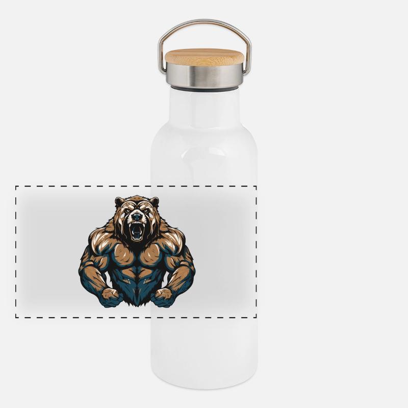Bête grizzli Gourde isotherme avec bouchon en bambou