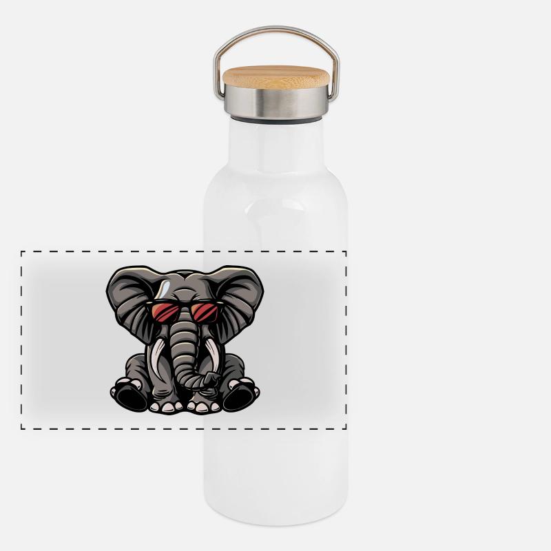 Elefant Cool Tier Panorama Thermosflasche mit Bambusdeckel