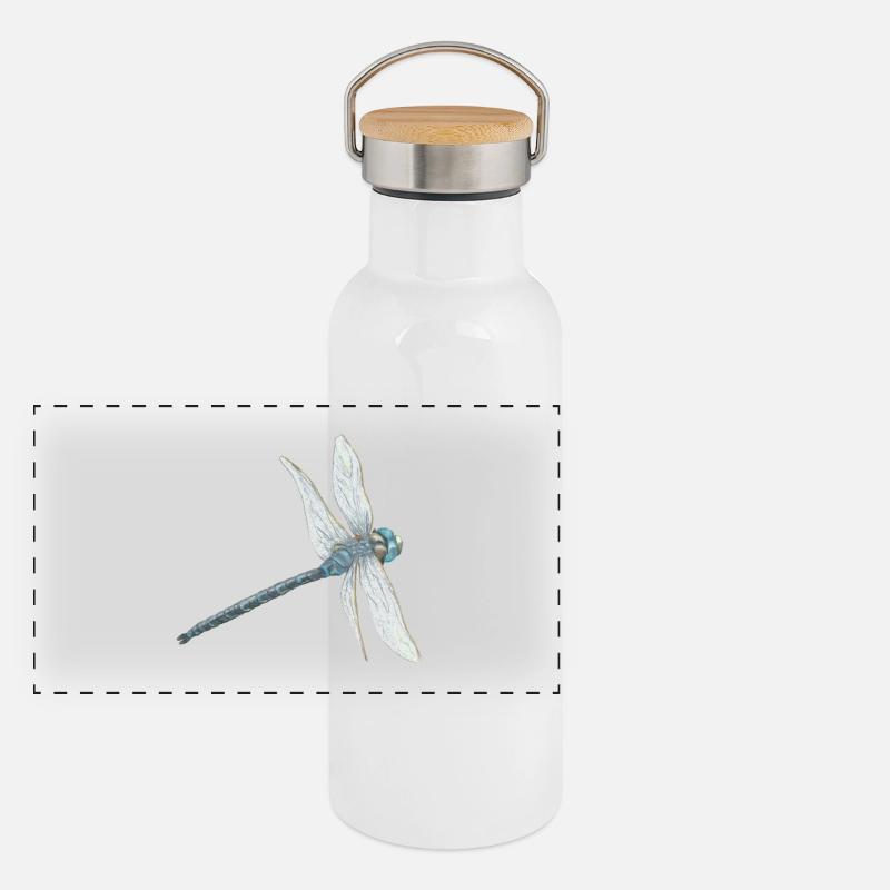 Illustration de libellule sarcelle Gourde isotherme avec bouchon en bambou
