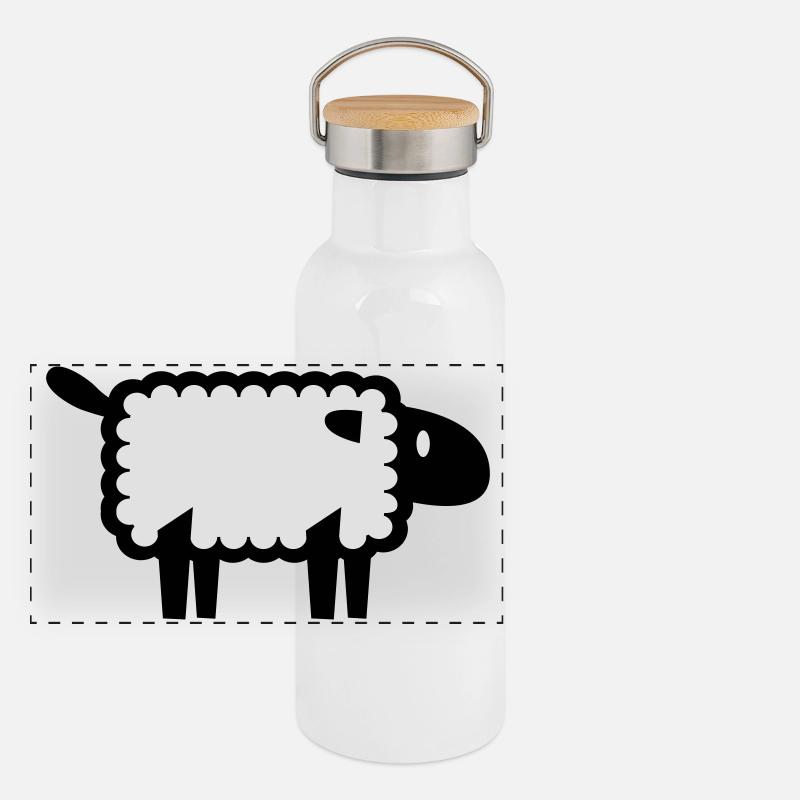 schaf Panorama Thermosflasche mit Bambusdeckel