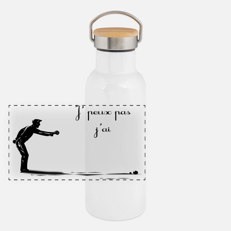 Petanque Panorama Thermosflasche mit Bambusdeckel