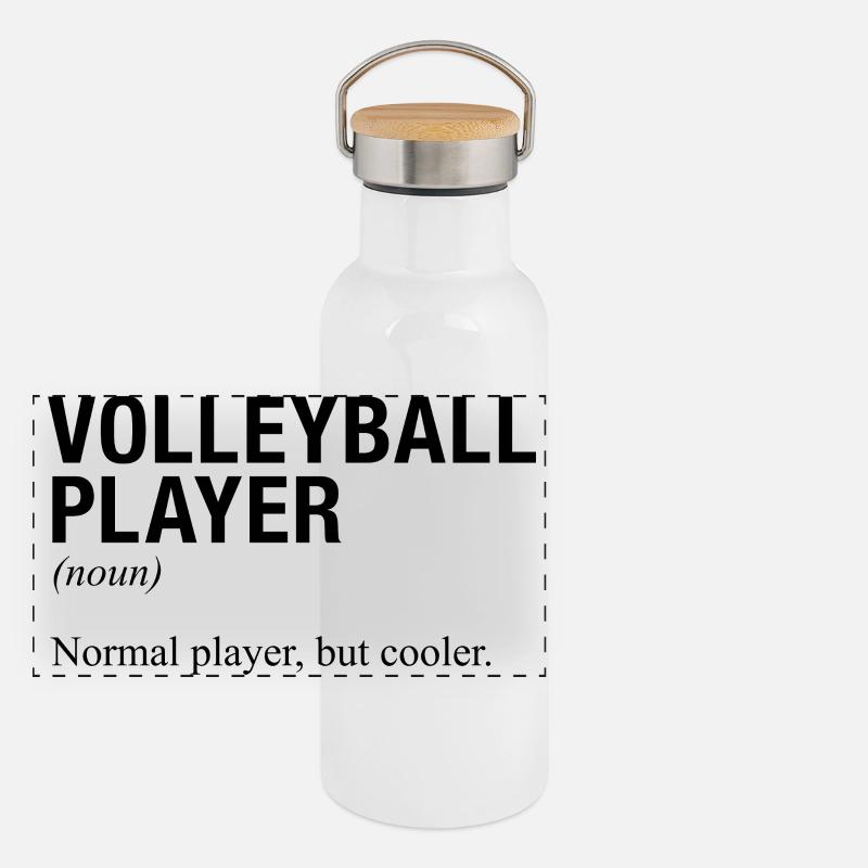 VOLLEYBALL PLAYER Volleyballspiel Panorama Thermosflasche mit Bambusdeckel