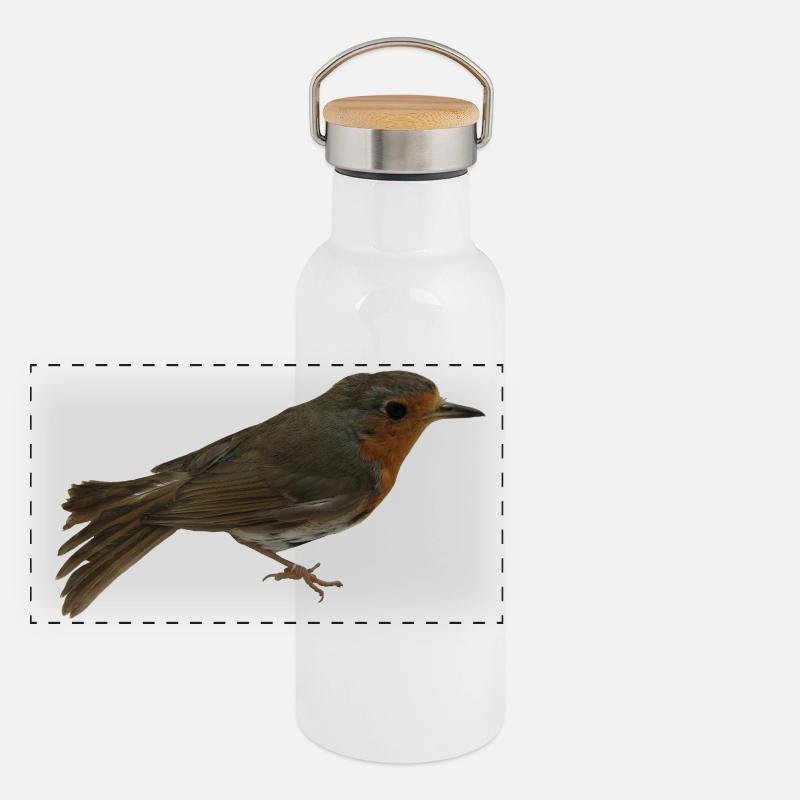 Rouge-gorge Gourde isotherme avec bouchon en bambou