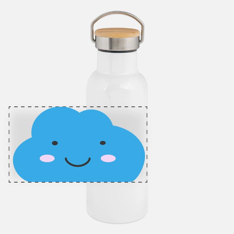 Nuage Kawaii Gourde isotherme avec bouchon en bambou