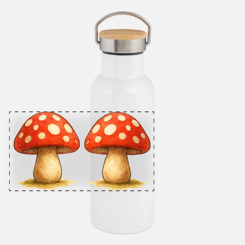 Pilz Comic Panorama Thermosflasche mit Bambusdeckel