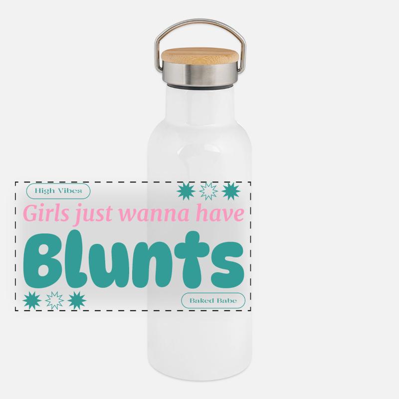 Retro Vibe Teal Pink Print Panoramic Thermal Bottle with Bamboo Lid