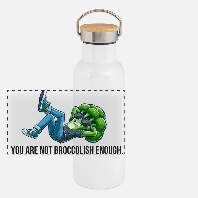 Du bist nicht Broccolish genug Panorama Thermosflasche mit Bambusdeckel