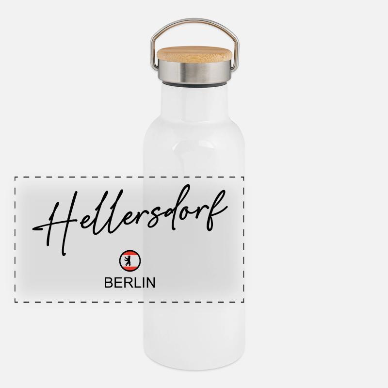 Hellersdorf - Berlin Flag - Berlin Bear Panoramic Thermal Bottle with Bamboo Lid