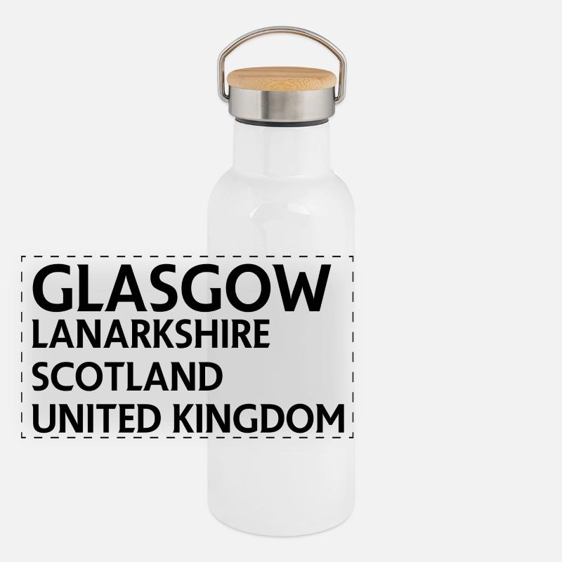 Glasgow – Scotland Textdesign Gourde isotherme avec bouchon en bambou
