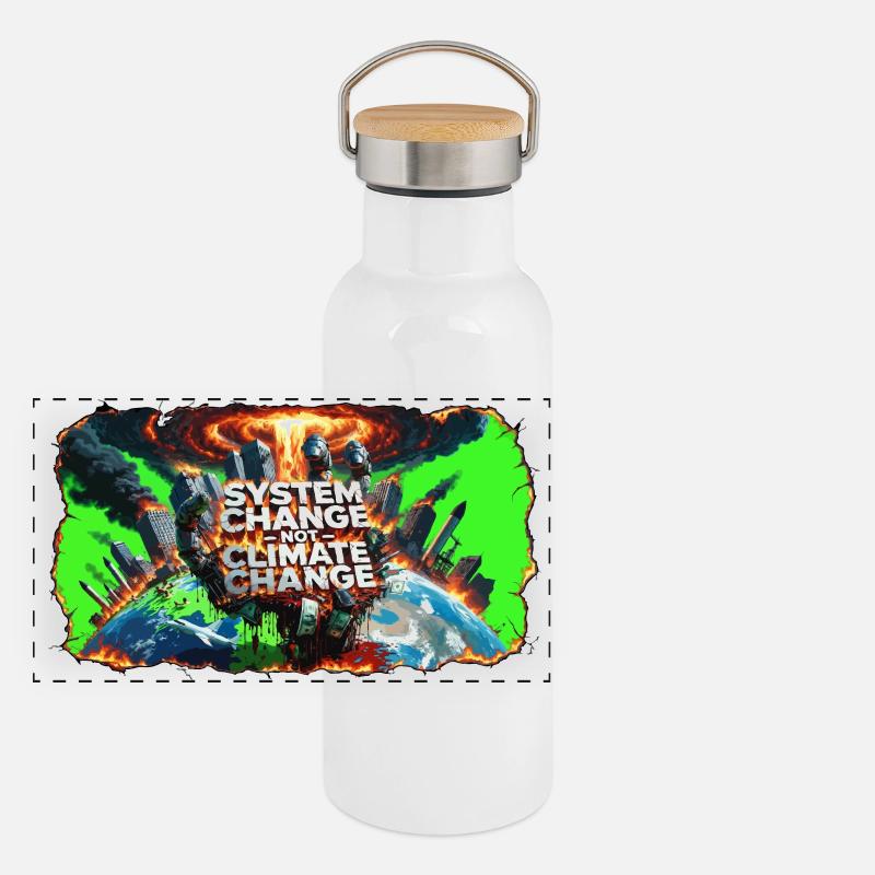 Changement systémique, pas changement climatique Gourde isotherme avec bouchon en bambou
