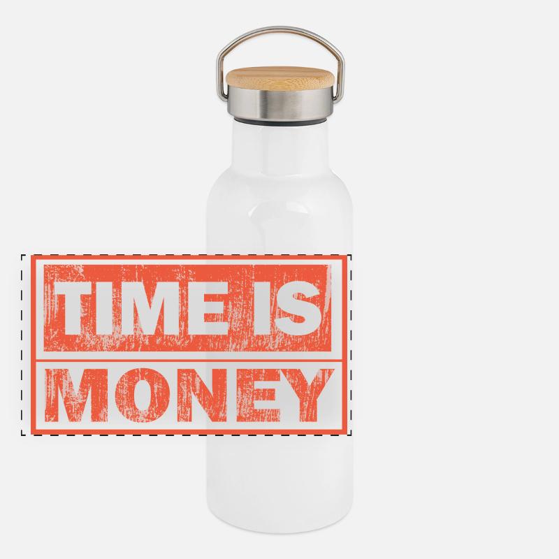 Time Is Money Bold Panoramic Thermal Bottle with Bamboo Lid