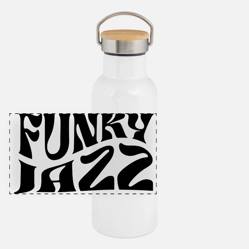Funky Jazz Musik-Logo-Design Panorama Thermosflasche mit Bambusdeckel