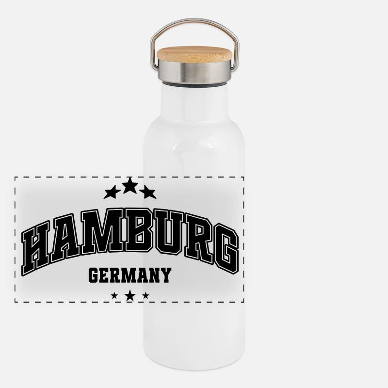 Lettrage de l’Arc de Hambourg Gourde isotherme avec bouchon en bambou