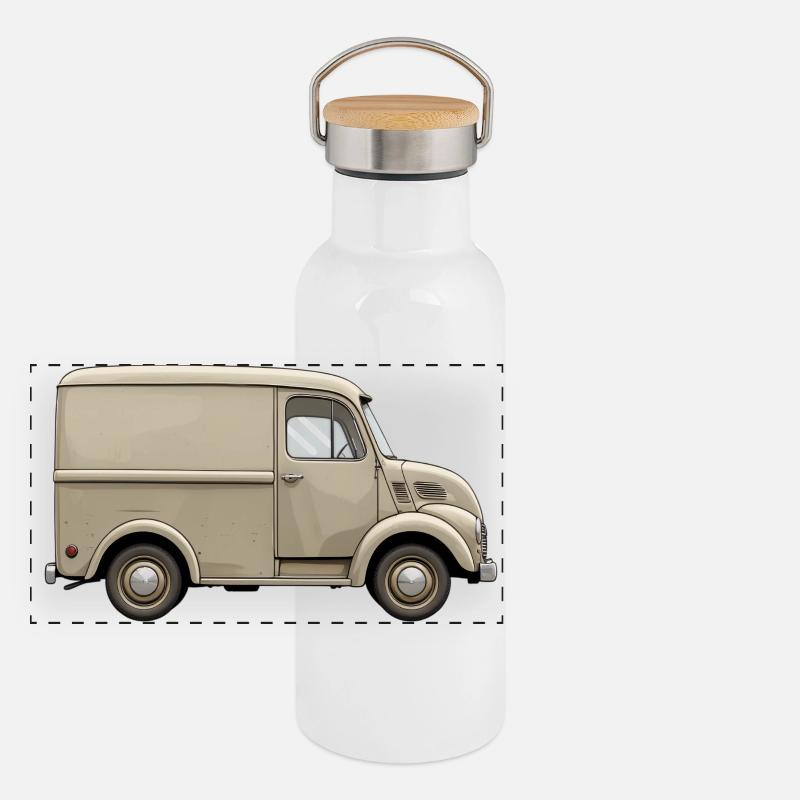 Charmant de camionnette vintage Gourde isotherme avec bouchon en bambou
