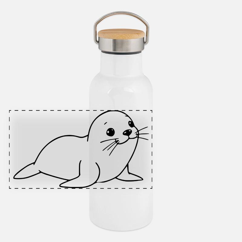Phoques Phoques Phoques Nord de l’Allemagne Gourde isotherme avec bouchon en bambou