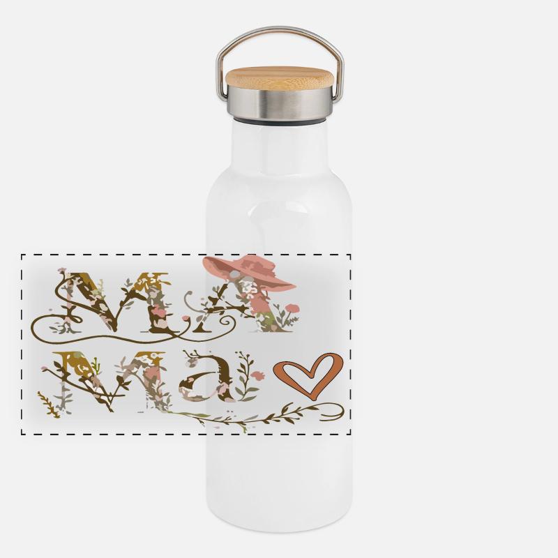 Lettres de Fleurs Maman Gourde isotherme avec bouchon en bambou